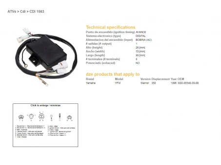 DZE MODUŁ ZAPŁONU CDI YAMAHA YFM350 WARRIOR (OEM-3GD-85540-30-00) | 1563-01