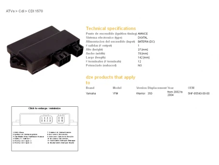 DZE MODUŁ ZAPŁONU CDI YAMAHA YFM350 WARRIOR 02-04 (OEM-5NF-85540-00-00) | 1570-01