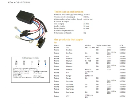 DZE MODUŁ ZAPŁONU CDI POLARIS 500 00-03 (OEM 3086982, 3087169) | 1589-01