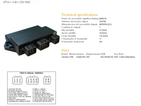 DZE MODUŁ ZAPŁONU CDI YAMAHA YFM 350 GRIZZLY 07-13 (OEM:4S2-85540-00-00) | 1592-01