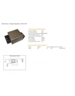 Regulator tensiune DZE SUZUKI DR 350R '90-'99, RMX 250 '89-'98 (32500-14D00) 12V/8A