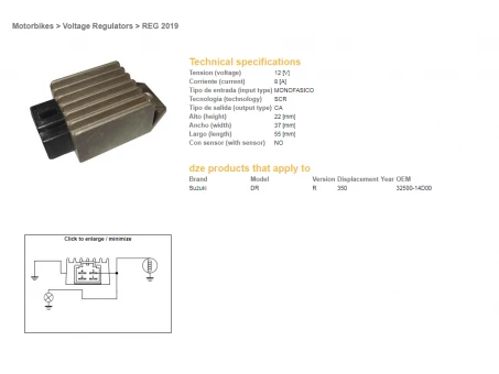 DZE REGULATOR NAPIĘCIA SUZUKI DR 350R 90-99, RMX 250 89-98 (32500-14D00) 12V/8A | 2019-01