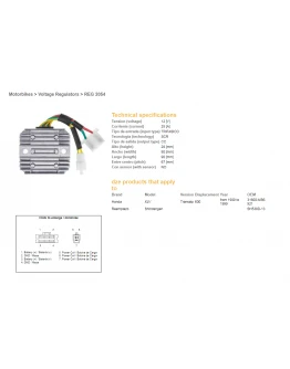 Regulator tensiune DZE HONDA XL 600 V TRANSALP 91-99 (SH 538D-13,ESR640,RGU-144)