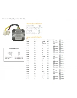 Regulator tensiune DZE HONDA CB 250/400/450 , CX 500, GL500, XL600/LM, XBR 500 (31600-413-008, 31600-MC9-740) (35A) (ESR180)