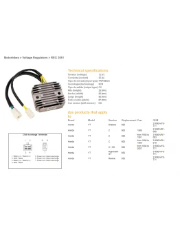 Regulator tensiune DZE HONDA VT600C SHADOW '88-'07, NTV 650 (OEM-31600-MY0-771) (ESR250, RGU-115)