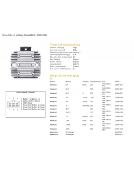 Regulator tensiune DZE KAWASAKI VN/ZL/ZZR 600/ZX 6R 95-97 (RGU-404,ESR260) (21066-1089, 21066-027) (SH650GA, SH650A-12)