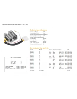 Regulator tensiune DZE KAWASAKI KZ550/650/750/1000 (ESR370,SH530-12K,21066-1008,RGU-406)