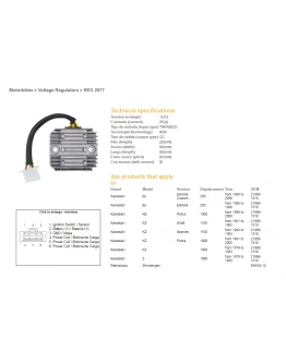 Regulator tensiune DZE KAWASAKI GPZ/KZ/Z 750/1000/1100 (SH532-12,ESR140)