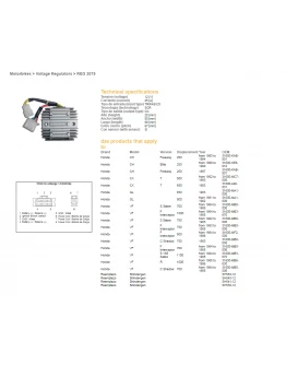 Regulator tensiune DZE HONDA CX500/650, GL500/650, VF750/1000, VF1100S (SH541-12) (ESR650,ESR749,RGU-103)