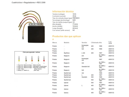 DZE REGULATOR NAPIĘCIA POLARIS 300/400/500 (OEM-) (ESR950) | 2300-01