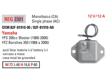 DZE REGULATOR NAPIĘCIA YAMAHA YFS200 BLASTER 88-06, YFZ350 BANSHEE 88-06 | 2301-01