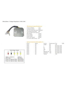 Regulator tensiune DZE SUZUKI GS 450L '84-'88, GSX 750/1100 ES/ EF '83-'86, GR 650 TEMPTER (ESR130,RGU-301)