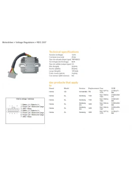 Regulator tensiune DZE HONDA GL1100 80-83, GL1200 84-87 (ESR290)