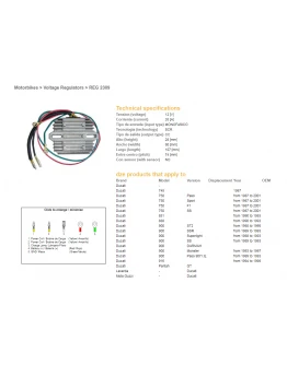 Regulator tensiune DZE DUCATI 748/750/851/888/900/906/916`87-01 (JEDNOFAZOWY, 35A) (ESR510;ESR515)
