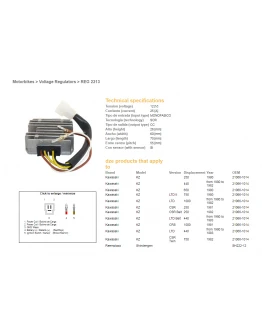 Regulator tensiune DZE KAWASAKI KZ250/440/650, KZ750LTD TWIN 80-82