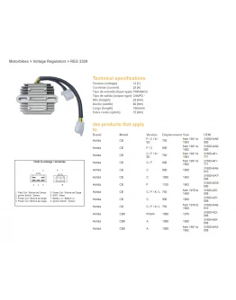 Regulator tensiune DZE HONDA CB750/900/1100 '79-'84 (OEM-31600-MA6-000) (ESR210) (31600-461-771)