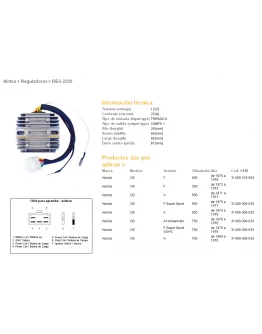Regulator tensiune DZE HONDA CB750 FOUR 69-78, CB350/400/500/550 FOUR 71-78 (ESR240)