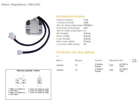 DZE REGULATOR NAPIĘCIA YAMAHA XVZ1200/1300 Z VENTURE ROYATE 83-93 | 2332-01