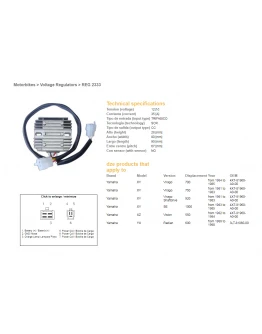 Regulator tensiune DZE YAMAHA XV 750/920 '81-'83, XV 1000 '83-'85, TR1, XZ 550 (ESR390, RGU-212)