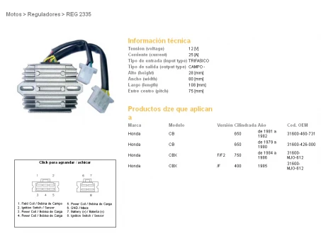 DZE REGULATOR NAPIĘCIA HONDA CB650 Z/C 79-82, CBX750F 84-86 (31600-460-731) (ESR190) | 2335-01