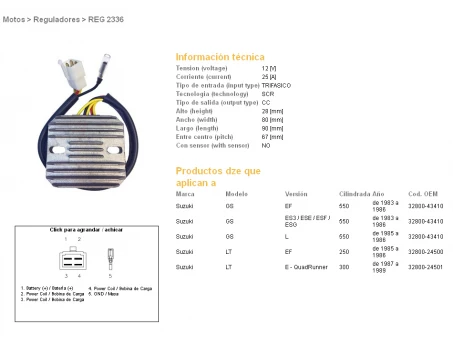 DZE REGULATOR NAPIĘCIA SUZUKI GSX550 E/ES/EF/L 83-86 (ESR110) | 2336-01
