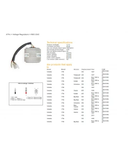 Regulator tensiune DZE YAMAHA YFM 350 BIG BEAR '96-'99, WARRIOR 350 '96-'01, WOLVERINE 350 '95-'01, YFM 400/600 (ESR633)