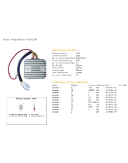 Regulator tensiune DZE KAWASAKI KZ440 LTD 79-83, KZ650 CSR/C/SR/LTD 78-84 (JEDNOFAZOWY)