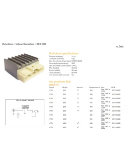 Regulator tensiune DZE KTM EXC '98-04 (2T+4T) (5031134000) (12V/8A) (ESR085)