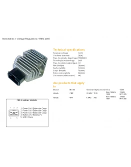 Regulator tensiune DZE HONDA CBR1100XX 96-98, VFR750F 90-97 (35A) (31600-MY7-305) - ZASTĘPUJE 2055-01