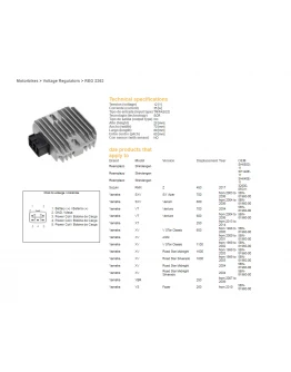 Regulator tensiune DZE YAMAHA XVS 650 '98-'00, XV1600 '99-'04, XVS1100 '99-'02 (OEM-5BN-81960-00) (RGU-210) (35A)