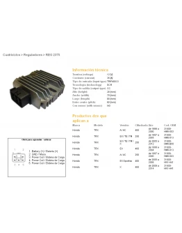 Regulator tensiune DZE HONDA TRX400 EX SPORTRAX 99-09, TRX250 RECON 97-11, SPORTRAX 01-08 (ESR585)
