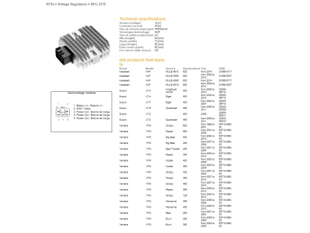 DZE REGULATOR NAPIĘCIA YAMAHA YFM 125/250/350/400/450/600/660, YFZ 350/450/660/700, SUZUKI LTR450 (35A) (5GT-81960-00) (ESR441) (32800-05G11) | 2376-01