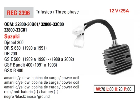 DZE REGULATOR NAPIĘCIA SUZUKI GS500E 89-02, GSF400 91-93 (ESR170) | 2396-01