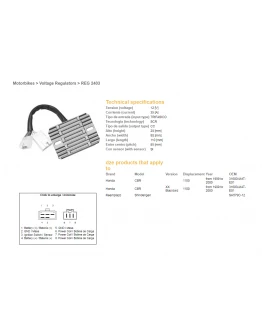 Regulator tensiune DZE HONDA CBR1100XX 99-00 (31600-MAT-E01) (SH579C-12) (ESR684)