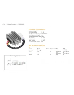 Regulator tensiune DZE YAMAHA YFZ450 04-09, 12-13 (SH712AB) (5TG-81960-00-00) (1PD-81960-00-00) (12A)