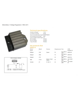 Regulator tensiune DZE KTM, YAMAHA DT 50 R/SM/X '03-'06, MBK 50, MALAGUTI XSM 50 (1D4-H3598-00)