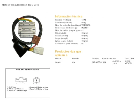 DZE REGULATOR NAPIĘCIA HONDA XL1000V VARADERO 03-11 (31600-MBT-D21) MOSFET (50A) (FH008AA) | 2413-01