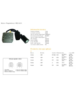 Regulator tensiune DZE HONDA CBR1000 RR 06-15 MOSFET (50A) (31600-MFL-D01, 31600-MEL-A21) (ESR680;ESR439)