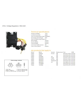 Regulator tensiune DZE POLARIS SPORTSMAN 400/500 '09-'14, RANGER 400 '10-'14, SCRAMBLER 500 '10-'12 (4012192)