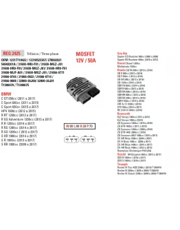 Regulator tensiune DZE BMW S1000RR 08-12, R1200 GS 13-15, DUCATI 1200, TRIUMPH, KAWASAKI, YAMAHA, HONDA, MOSFET (50A)