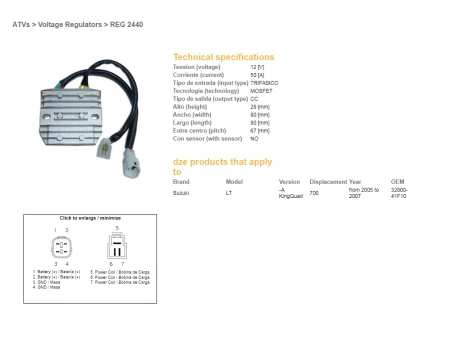 DZE REGULATOR NAPIĘCIA SUZUKI LT-A 700 KING QUAD 05-07 (32800-41F10), MOSFET (50A) | 2440-01