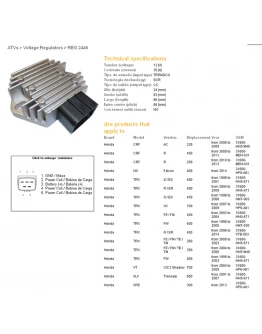 Regulator tensiune DZE HONDA XL650V 01-07, TRX350/400/450/700 (ESR583) (31600-HN5-671) (35A)