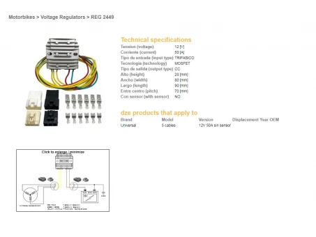 DZE REGULATOR NAPIĘCIA UNIWERSALNY MOSFET (50A) 5 KABLI (3X ŻÓŁTE, 1X CZERWONY, 1X ZIELONY) | 2449-01