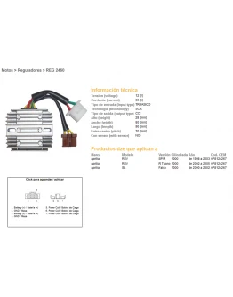 Regulator tensiune DZE APRILIA RSV/RST 1000 (98-05) (35A) 7 KABLI (ESR912)