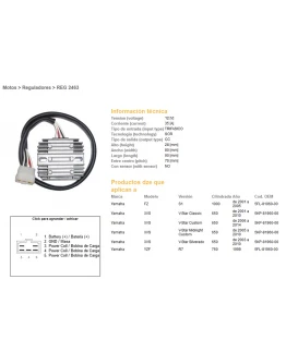Regulator tensiune DZE YAMAHA FZS1000 '01-'05, XVS650 '01-'16 (5KP-81960-00) (35A) (ESR266) (5FL-81960-00)