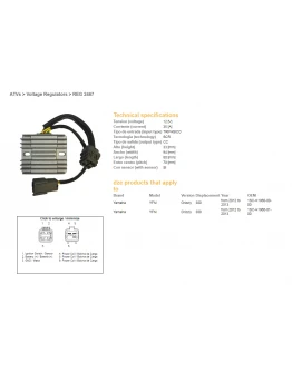 Regulator tensiune DZE YAMAHA YFM 300 GRIZZLY '12-'13 (1SC-H1960-00-00, 1SC-H1960-01-00) KYMCO MXU450 '10-'12