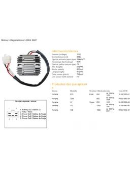 Regulator tensiune DZE YAMAHA FZS600 FAZER 98-99, TDM850 93-96, XVZ1300 95-01 (35A) (ESR360)