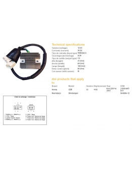 Regulator tensiune DZE HONDA CBR 1100 XX '01-'03 (SH689A-12) (31600-MAT-D51) (ESR685)