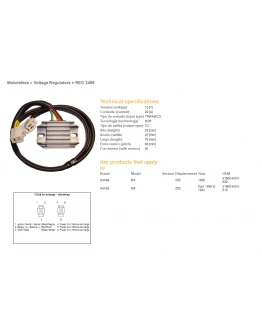 Regulator tensiune DZE HONDA NX250 '88-93 (31600-KW3-000, 31600-KW3-010)