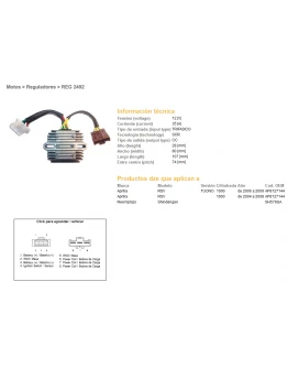 Regulator tensiune DZE APRILIA RSV1000 04-08, TUONO 1000 06-09 (SH579GA) (AP8127144) (ESR549)